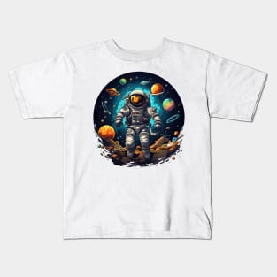 Colorful Astronaut in Space #4 Kids T-Shirt